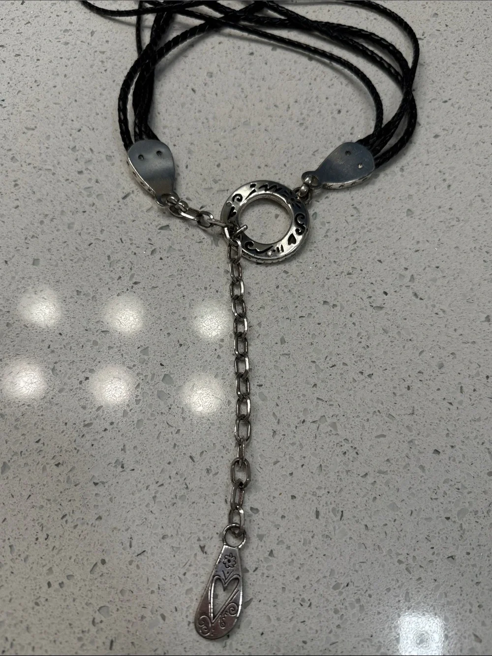 VTG Brighton Black Braided Leather Chain Belt